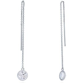 BERRICLE Sterling Silver Cubic Zirconia CZ Fashion Threader Earrings for Women