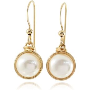 أقراط مرصعة بالذهب عيار 14 قيراط ملفوفة يدويًا مقاس 8 مم أو 10 مم مجوهرات الزفاف وهدايا وصيفات العروس in Kuwait