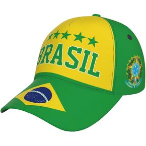 Brazil Flag Brazilian 5 Stars Brasil Baseball Cap Full Print Adult Men Hat Patriotism Supporter Soccer Caps Black