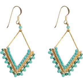 Joob Joob Boho Earrings for Women - Silver Dangly Earrings - Womens Handmade Beaded Jewelry
