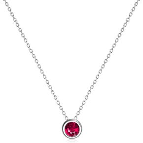 925 Sterling Silver Solitaire Cubic Zirconia Necklace for Women Teen Girls