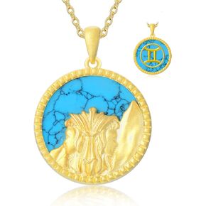 925 Sterling Silver Zodiac Necklaces Gifts for Women Turquoise Constellation Pendant 18K Gold Plated Jewelry Birthday Present for Her