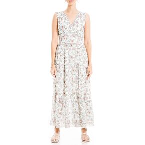 Max Studio Women's Sleeveless V Neck Tiered Maxi Dress