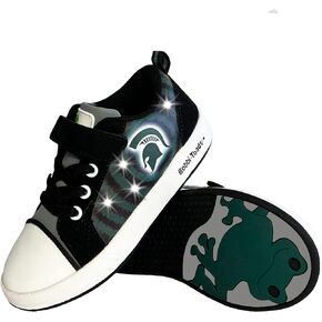 Bobbi-Toads Michigan State University Lighted Sneaker with Adjustable Strap Child Shoes & Mascot Sparty (Toddler/Little Kid) Green and Black