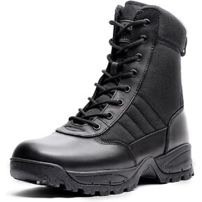 Men's Military Tactical Work Boots Black Combat Boots for Motorcycle Hiking