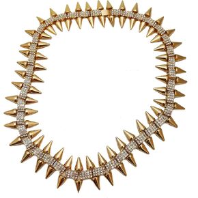 Hip Hop Iced Lab Diamond 30mm 20" Spike Choker Chain Fashion Bling Necklace