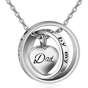 Stainless Steel Necklaces No Longer by My Side,Forever in My Heart Carved Locket Cremation Urn Necklace Ashes Memorial Jewelry