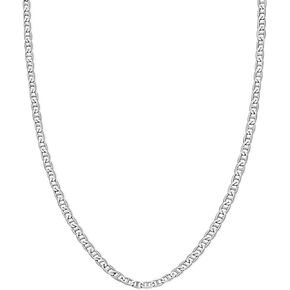 Savlano 925 Sterling Silver 2.5mm Italian Solid Flat Mariner Link Chain Necklace for Men & Women - Made in Italy Comes With a Gift Box