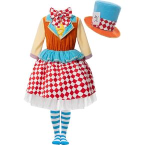 أزياء LTAKK Mad Hatter التنكرية للفتيات والأطفال أزياء Mad Hatter لعيد الهالوين وأعياد الميلاد in Kuwait