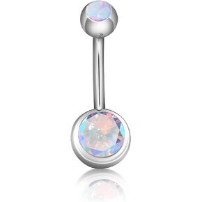 Hypoallergenic 14G 10mm G23 Pure Titanium Internally Threaded Belly Button Rings Petite Navel Ring for Women Body Piercing Jewelry Colorful CZ ASTM F136 Belly Bars