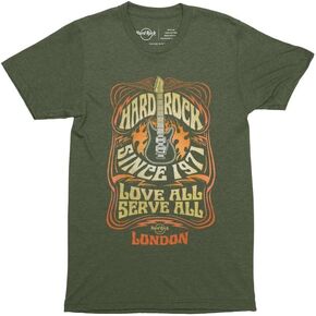Hard Rock Unisex Festival Tee Winged Guitar Green, Large