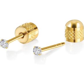 Titanium Flat Back Stud Earrings for Women Threadless Push Pin Earrings Hypoallergenic Earrings for Girls Toddler, Cubic Zirconia Earrings Studs for Cartilage Helix Tragus Piercing Jewelry