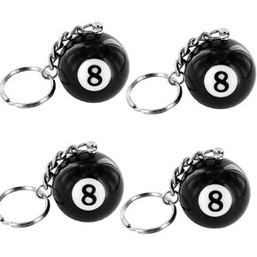 Juroicessry 4Pcs Blcak Creative Number Eight Billiard Key Chain Pendant Car Key Ring Decoration Black Useful and Practical Accessories Gift Women's Keyrings and Keychains