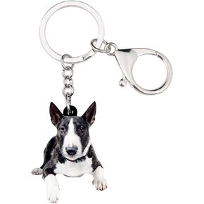 WEVENI Acrylic American Pit Bull Terrier Dog Keychains Pet Key Rings Jewelry For Women Girls Handbag Purse