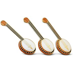 3-Piece String Banjo Guitar Musician Lapel or Hat Pin & Tie Tack Set with Clutch Back by Novel Merk