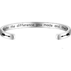 BAUNA Thank You Gift Gratitude Cuff Bracelet Never Underestimate The Difference You Made Appreciation Jewelry for Social Worker Volunteer Nurse Teacher Coach Mentor