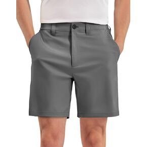 PULI Men's Golf Shorts 7 Inch Inseam Hybrid Dress Shorts Flat Front Lightweight Quick Dry Chino Casual with Pockets
