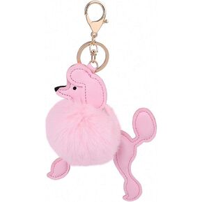 Giwotu Cute Poodle Dog Keychian Key Rings Faux Rabbit Fur Pompom Ball Key Holder Lovely Car Handbag Accessories Chaveiros