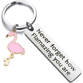 tenghong2021 Motivational Flamingo Keychain Never Forget How Flamazing You are Keychain Gift for Women Girls
