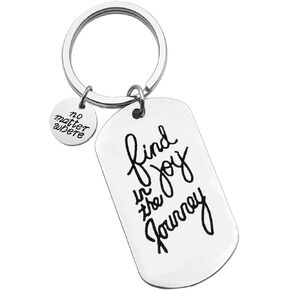Dabihu Find Joy in The Journey Keychain Happy Camper RV Trailer Keyring Enjoy Retirement Keyring for Boss Coworker Men Women Vacation Keyring Gift Traveling Gift Camping Lover Gift