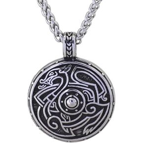 جو شوانج قلادة تميمة بتصميم درع التنين الاسكندنافي للرجال من فايكنغ مع حقيبة هدايا فالكنوت من الستانلس ستيل بدون احجار كريمة, ستانلس ستيل, لا أحجار كريمة in Kuwait