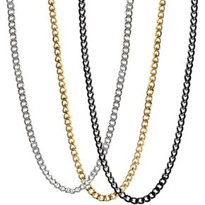 Andblue 3 Pcs 3.5mm Mens Chain Necklaces Stainless Steel Cuban Link Chain for Men Women 18, 20, 22, 24 Inch