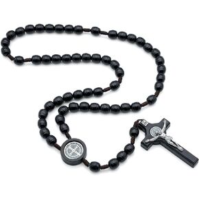 Intercession Mens Large St Benedict Wood Rosary