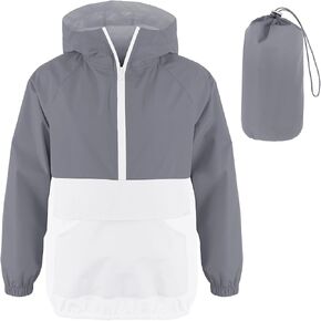 MODAFANS Girls Boys Rain Jacket Lightweight Waterproof Packable Hooded Half zip RainCoats Windbreaker for Outdoor 4-13Year in Kuwait