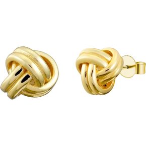 Classic Gold Eternity Love Knot Stud Earrings in 925 Sterling Silver