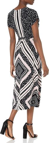 London Times Women's V-nk Dropped Flutter SLV Bar Dot Scarf Maxi in Saudi Arabia