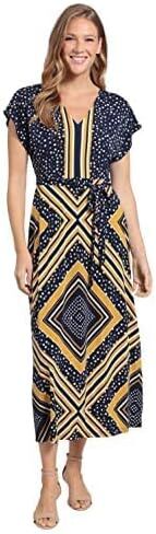 London Times Women's V-nk Dropped Flutter SLV Bar Dot Scarf Maxi in Saudi Arabia