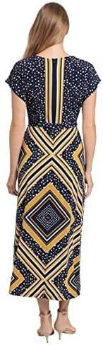 London Times Women's V-nk Dropped Flutter SLV Bar Dot Scarf Maxi in Saudi Arabia