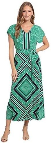 London Times Women's V-nk Dropped Flutter SLV Bar Dot Scarf Maxi in Saudi Arabia