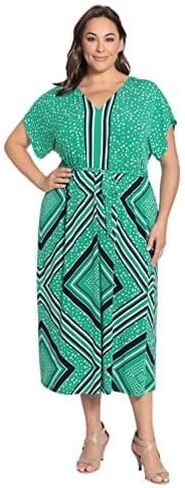 London Times Women's V-nk Dropped Flutter SLV Bar Dot Scarf Maxi in Saudi Arabia