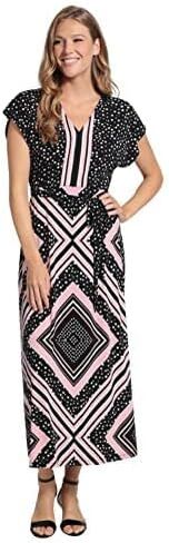 London Times Women's V-nk Dropped Flutter SLV Bar Dot Scarf Maxi in Saudi Arabia