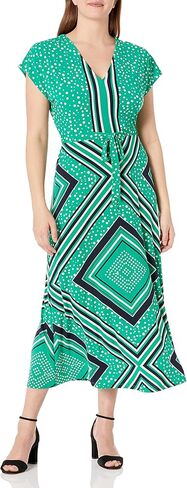 London Times Women's V-nk Dropped Flutter SLV Bar Dot Scarf Maxi in Saudi Arabia