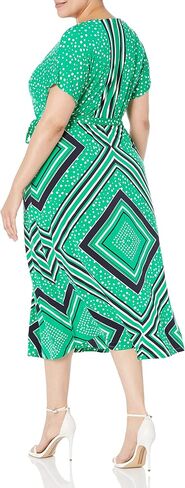 London Times Women's V-nk Dropped Flutter SLV Bar Dot Scarf Maxi in Saudi Arabia