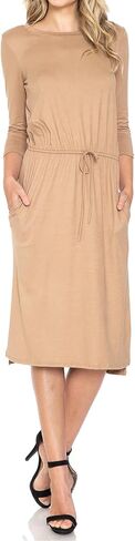iconic luxe Women's Relaxed Formal Casual Midi Dress with Elastic Waist in Kuwait
