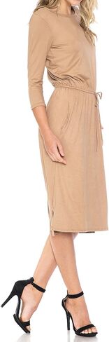 iconic luxe Women's Relaxed Formal Casual Midi Dress with Elastic Waist in Kuwait