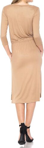 iconic luxe Women's Relaxed Formal Casual Midi Dress with Elastic Waist in Kuwait