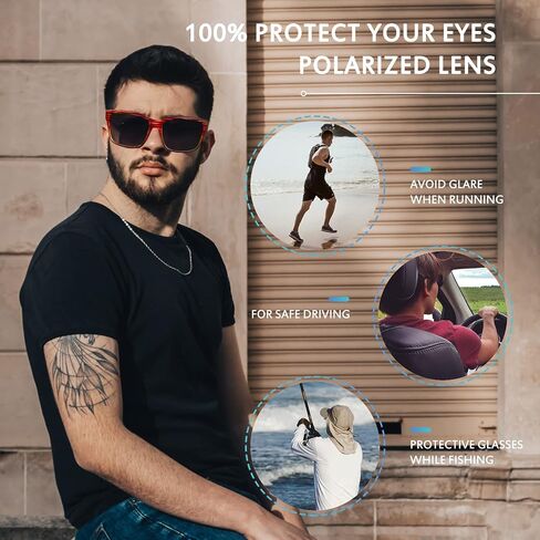 نظارات شمسية مستقطبة مربعة واسعة من MEETSUN للرجال والنساء، نظارات شمسية كلاسيكية كلاسيكية رياضية لصيد الأسماك والقيادة UV400 in Kuwait