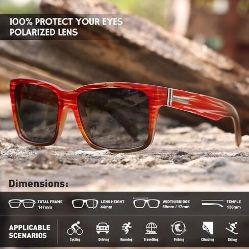 نظارات شمسية مستقطبة مربعة واسعة من MEETSUN للرجال والنساء، نظارات شمسية كلاسيكية كلاسيكية رياضية لصيد الأسماك والقيادة UV400 in Kuwait