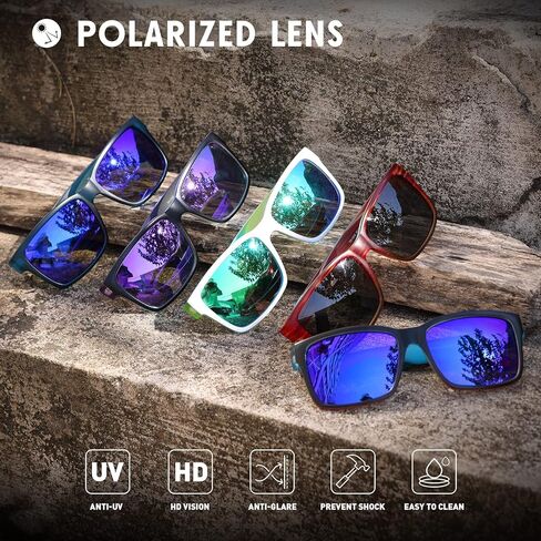 نظارات شمسية مستقطبة مربعة واسعة من MEETSUN للرجال والنساء، نظارات شمسية كلاسيكية كلاسيكية رياضية لصيد الأسماك والقيادة UV400 in Kuwait