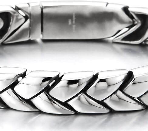 COOLSTEELANDBEYOND Mens Exquisite Steel Irregular Geometric Link Chain Bracelet with Spring Box Clasp High Polished in Kuwait