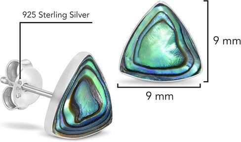 AeraVida Minimal Geometric Rainbow Abalone Shell 9mm Triangle .925 Sterling Silver Stud Earrings | Sterling Silver Stud Earring for women in Saudi Arabia