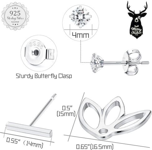 ميلاكولاتو طقم اقراط اذن من الفضة الاسترلينية عيار 925 مرصعة بالزركونيا المكعبة بتصميم زهرة اللوتس للنساء والفتيات، مجموعة اقراط انيقة وبسيطة in Kuwait