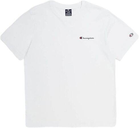Champion Men's Small Script Logo Midweight Classic Jersey T-Shirt, White, M in Saudi Arabia