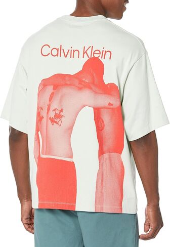 Calvin Klein Men's Short Sleeve Relaxed Embrace T-Shirt, Green Lily in Saudi Arabia