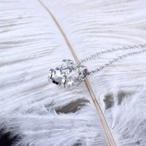 دوف ايجز عقد سوليتير للنساء من مويسانيت من الذهب عيار 14 قيراط عالي الجودة من الفضة الاسترليني عيار 1 قيراط 6.5 ملم GHI اللون على شكل قلب وسهام وقلادة مويسانيت بطول 20 انش للنساء، مويسانيت in Kuwait