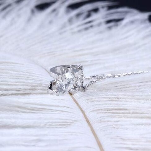 دوف ايجز عقد سوليتير للنساء من مويسانيت من الذهب عيار 14 قيراط عالي الجودة من الفضة الاسترليني عيار 1 قيراط 6.5 ملم GHI اللون على شكل قلب وسهام وقلادة مويسانيت بطول 20 انش للنساء، مويسانيت in Kuwait